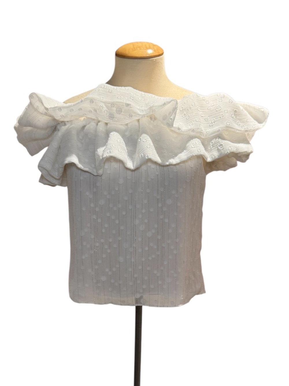 MISA LOS ANGELES white Swiss dot off-the-shoulder blouse - size small